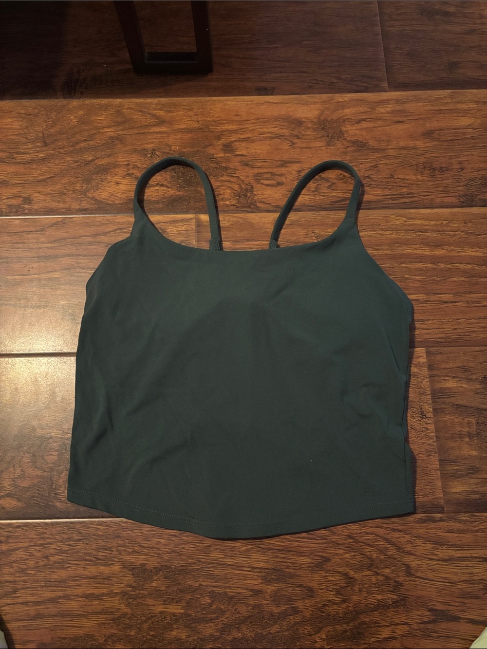 Simple Strappy Cropped Tank Top - Deep Green